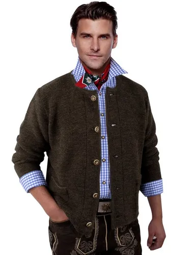 Moschen-Bayern Herren Trachtenjacke – Braune Strickjacke für Trachtenliebhaber - Trachtenjacke für Herren aus hochwertigem Wollmix, ideal für Lederhosen und das Oktoberfest. Perfekter Tragekomfort und Wohlfühl-Garantie!