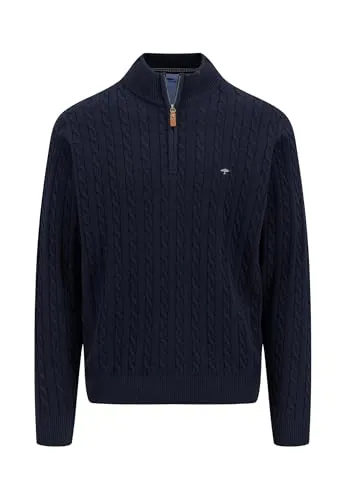 FYNCH-HATTON Pullover aus Baumwolle mit Zopfstrickmuster Navy/L
