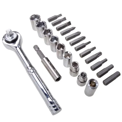 Umschaltknarre Steckschlüssel Satz 23-tlg 1/4 Verlängerung Nüsse Bits Adapter