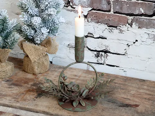Chic Antique Kerzenständer Kerzenhalter Kerzenständer Metall Antique Messing romantische Deko, Detailreiche Metallblätter und Blumen