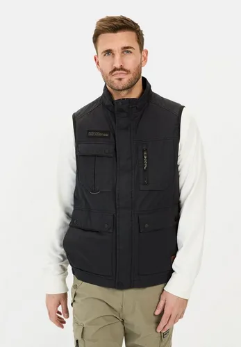 camel active Funktionsweste mit Stehkragen - Outdoor-Weste in Dunkelblau, aus 100% Baumwolle, ideal für Freizeitaktivitäten mit praktischen Brusttaschen und schickem Stehkragen.