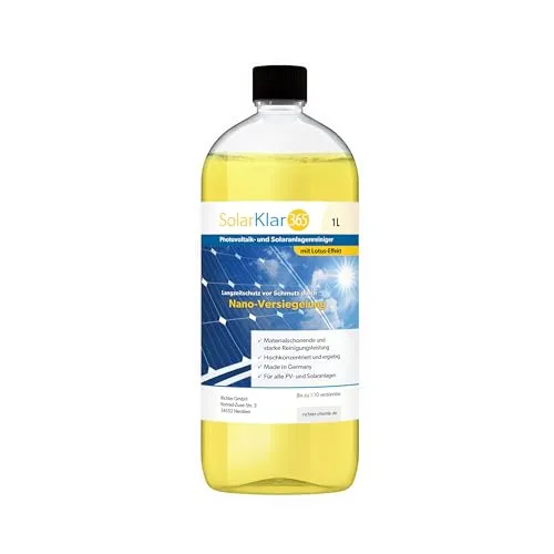 SolarKlar365 Photovoltaik- und Solaranlagen Reiniger | PV Anlage reinigen | Lotuseffekt langanhaltender Schutz, starke und materialschonende Reinigung