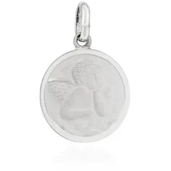 NKlaus Kettenanhänger Kettenanhänger Schutzengel 925 Silber teilmatt rhodiniert 13mm Talisma silberfarben