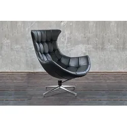 KAWOLA Loungesessel Skio – Eleganter Drehstuhl aus Leder von KAWOLA
