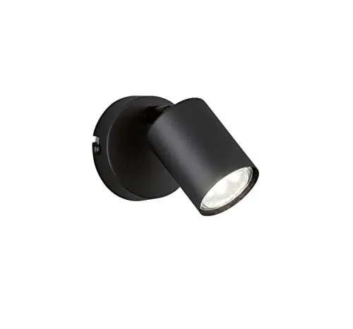 Fischer & Honsel LED Wandleuchte Vano mit Schalter Schlichter Wandspot für Wohnzimmer Flur Schlafzimmer GU10-Fassung Metall Sandschwarz 8 x 11cm 30368