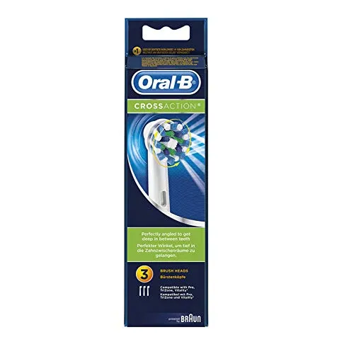 Oral-B CrossAction Aufsteckbürsten 3+1 Stück - Ersatzbürsten für Oral-B Zahnbürsten, mit einzigartigen CrossAction Borsten für eine gründliche Plaque-Entfernung und optimale Mundpflege.