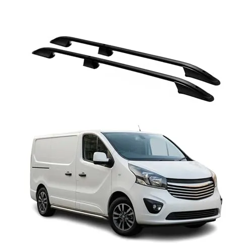 OMAC Dachträger Dachreling für Opel Vivaro 2014-2024 Kurzer Alu Schwarz (2-St) - Dachgepäckträger aus hochwertigem Aluminium, rost- und korrosionsbeständig, für einfache Montage und hohe Vielseitigkeit - ideal für Kurzradstand-Versionen.