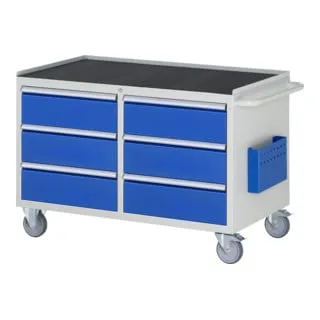 Rau Werkstattwagen Serie 7000 - 450kg Tragkraft, 6 Schübe - Montagewagen mit pulverbeschichteter Stahlblech-Konstruktion, ideal für Werkstätten. Hohe Tragkraft von 450 kg und zentrale Abschließbarkeit bieten Sicherheit und Funktionalität.