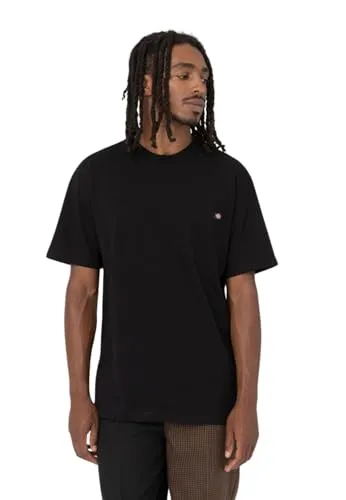 Dickies Herren T-Shirt mit Tasche, Schwarz, S - Klassisches T-Shirt aus 100 % einlauffester Baumwolle mit aufgesticktem Logo und etikettlosem Nackenlabel für hohen Tragekomfort. Ideal für Alltag und Arbeit.