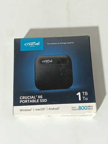 Crucial X6 1TB Externe SSD Festplatte - Ultra-schnell mit bis zu 800MB/s, kompakt und ideal für PC, Mac und mobile Speicherlösungen