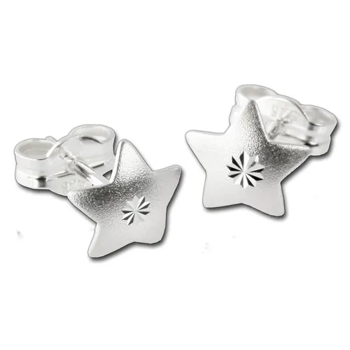 SilberDream Ohrringe 7mm für Damen 925 Silber Ohrstecker Stern matt SDO502