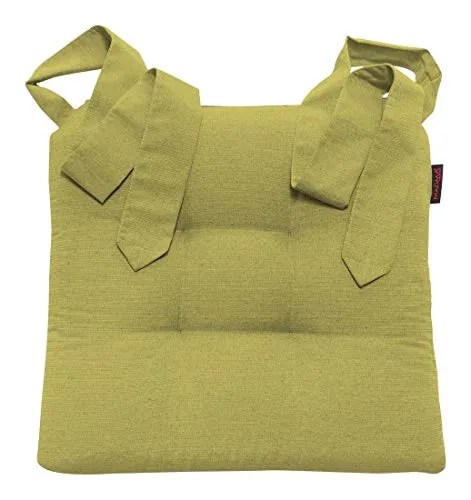 Magma Heimtex Sitzkissen Fino mit Schleifenband für Rattanstühle - Extra dickes Stuhlkissen (42cm x 46cm x 7cm) in grün, mit hochwertiger Polyurethan-Füllung für maximalen Sitzkomfort, ideal für Rattanstühle.