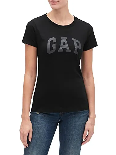 Gap Damen Classic Logo T-Shirt., True Black, X-Klein