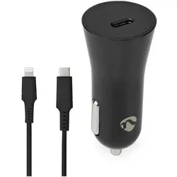 Nedis Auto-Ladegerät 20W 1.67 2.22 3.0 A - Anzahl der Ausgänge: 1, Port Type: USB-CTM, Lightning 8-Pin Lose Kabel, Automatische Spannungswahl