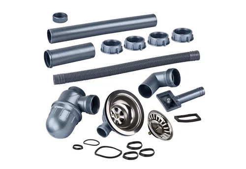 Stabilo Sanitär Siphon Siphon 1 1/2 Grau Edelstahl, Spülbeckensiphon, Spülbeckenzubehör