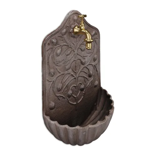 Wandbrunnen Antik - Gartenbrunnen für Terrasse und Garten - Eleganter Wandbrunnen aus Eisen, ideal für Garten und Terrasse, verleiht Ihrem Außenbereich einen antiken Charme.