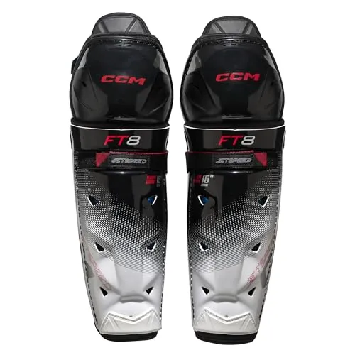 CCM JETSPEED FT8 Senior Beinschutz - Hochwertiger Eishockey-Schienbeinschoner für Senioren, Größe: 16 Zoll, bietet optimalen Schutz und Bewegungsfreiheit auf dem Eis.