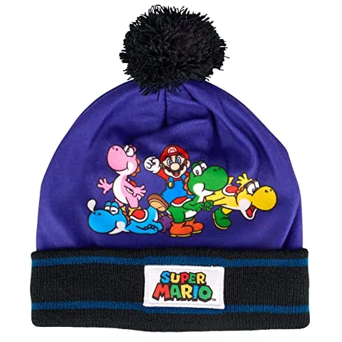 Super Mario Mütze Wintermütze mit Bommel (Blau, 52) von Super Mario