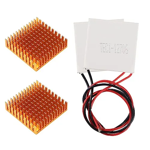 ALAMSCN 2 Stück TEC1-12706 Thermoelektrischer Peltier Kühlkörper Modul 12V 60W Kühlkörper Thermoelektrische Kühler Peltierelement + 2 Stück Kühlkörper Aluminium Heatsink 40x40x11mm
