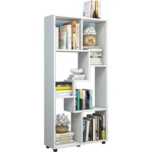 VCM my home Bücherregal Blina - Weiß, 60 x 20 x 119 cm, 6 Fächer für optimale Ordnung und pflegeleichte Melaminharzoberfläche