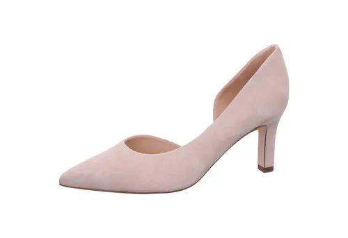 Peter Kaiser Pumps in Sandfarbe - Elegante Pumps in Größe 39 aus hochwertigem Velourleder, ideal für stilvolle Anlässe. Bequem und schick dank offenen Designs und rutschfester TPU-Sohle.
