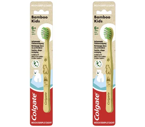 Colgate Zahnbürste 2 x Colgate Zahnbürste Bamboo Kids sanft 1er Pack