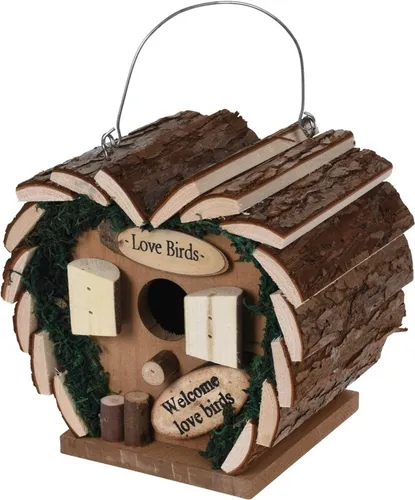 Vogel Nisthaus aus Holz Herz Lovebirds Vogelhaus Nistkasten 17 x 12 x 17cm 44125
