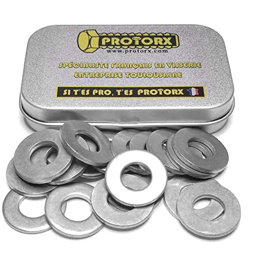 Unterlegscheiben aus Edelstahl M10: Box mit 20 Stück, flach, mittelgroß, Edelstahl, A2, für den Innen- und Außenbereich, Kreiseln, Basteln, Reparaturen, Elektrogeräte, Maße (10.5 mmx22 mmx2 mm)