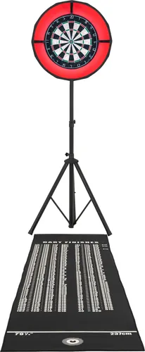 Tragbares Dart-Set 46 cm Durchmesser mit LED-Ringlicht, selbstheilendem Surround, Dreibeinstativ und 6 Darts