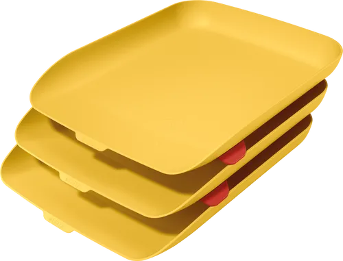 LEITZ 53582019 - Briefkorb Set (3 Briefkörbe + 2 Stapelelemente), Cosy gelb