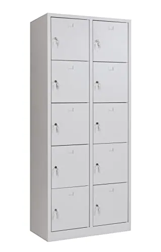 furni24 Schließfachschrank Schließfach Wertfachschrank Personalschrank Wertfach Spind 190 cm x 80 cm x 45 cm grau RAL 7035 **fertig montiert** Verschiedene Ausführungen