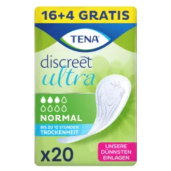 Essity Germany GmbH TENA Discreet Ultra Normal, Slipeinlage, Dünne Inkontinenzeinlage speziell für Blasenschwäche, 1 Packung = 20 Stück, Länge: 25 cm 00043326