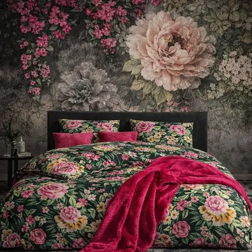 ZIRVEHOME Bettwäsche Set Dunkelgrün mit Blumenmuster in grün von zirvehome