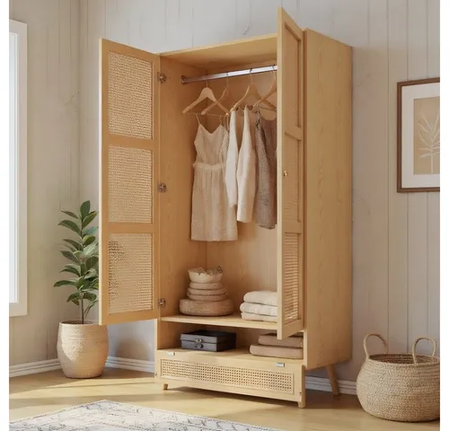 MODFU Kleiderschrank mit Stange und Flip-Top Deckel, 2-türig