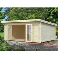 Gartenhaus Palmako Lea 19,4 m² - inkl. Fußboden - Gartenhaus mit Pultdach aus hochwertigem Holz, ideal für Gartenlagerung oder als Rückzugsort. Robuste Bauweise und großzügige Fläche von 19,4 m².