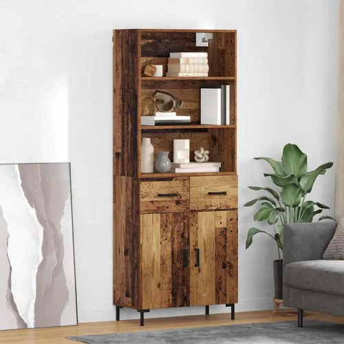 vidaXL Highboard Altholz 69,5 x 34 x 180 cm - Modernes Highboard aus robustem Holzwerkstoff, ideal für stilvollen Stauraum im Esszimmer oder Wohnzimmer. Das klare Design vereint Funktion und Ästhetik, perfekt für minimalistischen Chic.