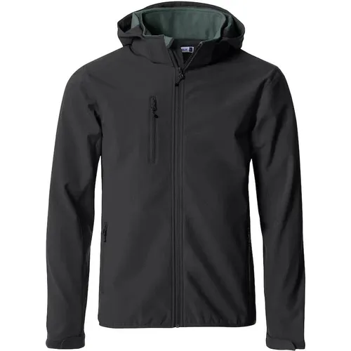 Clique Basic Hoody Softshell - Schwarz - 4XL - Funktionsjacke mit abnehmbarer Kapuze, ideal für Outdoor-Aktivitäten. Bequeme Passform und zahlreiche Taschen für Stauraum.