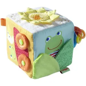 Haba Motorikspielzeug Spielwürfel Zauberfrosch - Motorikwürfel aus weichem Stoff für Babys ab 6 Monaten, fördert spielerisch die Feinmotorik mit Knistern, Quietschen und einem springenden Zauberfrosch.