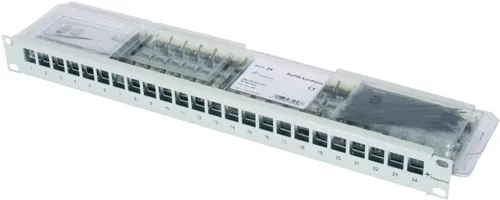 Telegärtner 19Z-Modulträger 1HE grau mit 24xAMJ-S Cat6A - Werkstattwagen bestückt mit 24 AMJ-S Modulen, ideal für individuelle Verkabelungslösungen und 10 Gigabit-Ethernet konform.