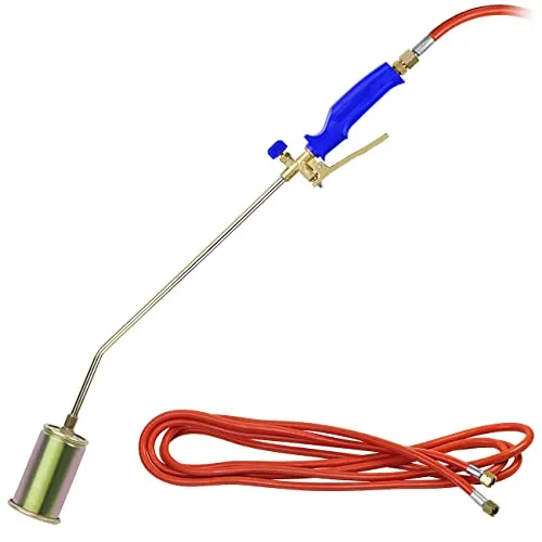 AGT Gasbrenner: Profi Gas-Abflammgerät & Unkrautbrenner, 5-m-Schlauch, 1.200 °C, 52 kW (Unkrautvernichter Gas, Abflammgerät Unkraut, Gaskartuschen)
