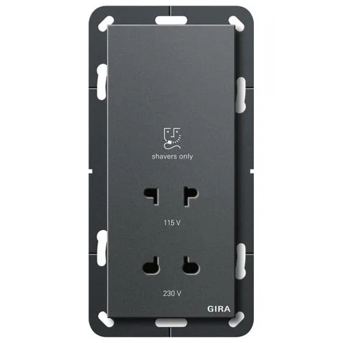 Gira 282028 Rasiersteckdose 2-fach in schwarz von Gira Rasier Rasiersteckdosen Abdeckung