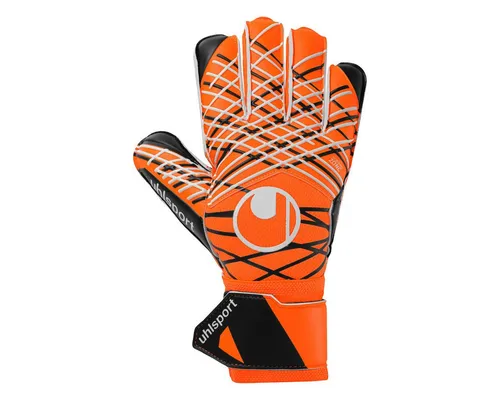 uhlsport Torwarthandschuhe Soft Resist+ orange|schwarz 10,5 - Torwarthandschuhe mit optimalem Grip und hervorragendem Schutz, ideal für ambitionierte Torhüter in jeder Spielsituation.