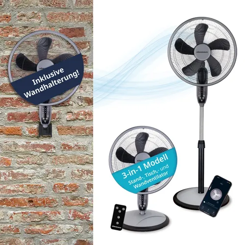 Könighaus 3-in-1 Stand- Tisch & Wandventilator mit WLAN und Fernbedienung - Stand- & Tischventilatoren, vielseitig einsetzbar mit App-Steuerung und Smart Home Kompatibilität für maximalen Komfort.