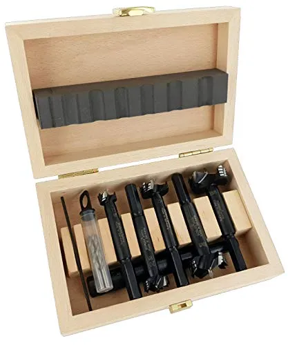 FAMAG Bormax prima Hartmetall-Forstnerbohrer 6-tlg. Set - Bohrersets mit 6 Hartmetallbohrern und 125mm Verlängerung, ideal für präzises Bohren in Hartholz und Kunststoffen, geliefert in einer schützenden Holzbox.