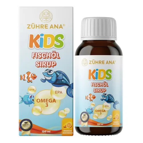 Zühre Ana® KIDS FISH OIL SIRUP - Unterstützer der Entwicklung von Kindern - Vitamine: Omega-3 Fischöl-Sirup mit Vitaminen, fördert die gesunde Entwicklung von Kindern und unterstützt die Knochenstärkung.