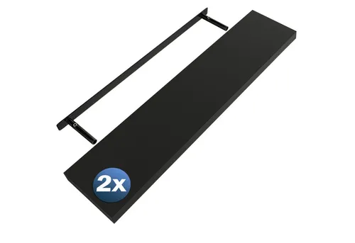 Casaria® 2X Wandregal Holz Schwarz in schwarz von Casaria