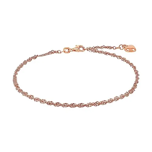 amor Fußkette für Damen, Sterling Silber 925, Herz - Elegante Fußkette aus rosévergoldetem 925er Sterling Silber mit Herzanhänger, perfekt für einen stilvollen Look im Sommer.