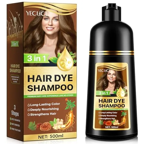 Haarfärbeshampoo 3in 1, Herbal Ingredients, Natürliches Sofort Haarfarben Shampoo, Haarfarbe Shampoo Gegen Graue Haare Abdecken, Sofortiges Haarfärbeshampoo 500ml (Coffee)