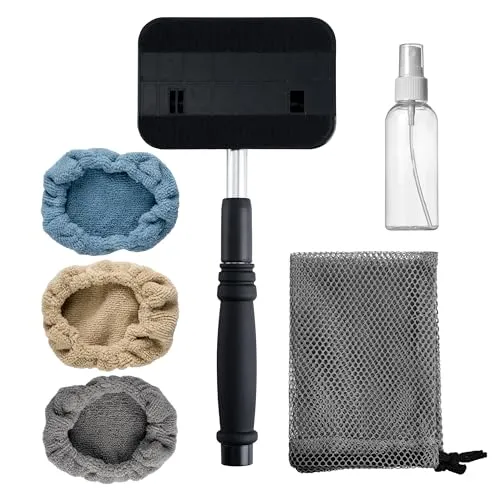 Polyte - Windschutzscheibenreiniger - drehbarer Kopf/ausziehbarer Aluminiumgriff - mit Mikrofaserbezügen