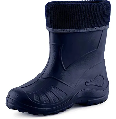 Ladeheid Federleichte EVA Thermo Gummistiefel für Kinder – Dunkelblau, 24 EU - Stiefel für Jungen, gefüttert und leicht, bieten optimale Wärmeisolierung und Schutz vor Nässe – ideal für kalte Tage und unbeschwerte Spielstunden im Freien.